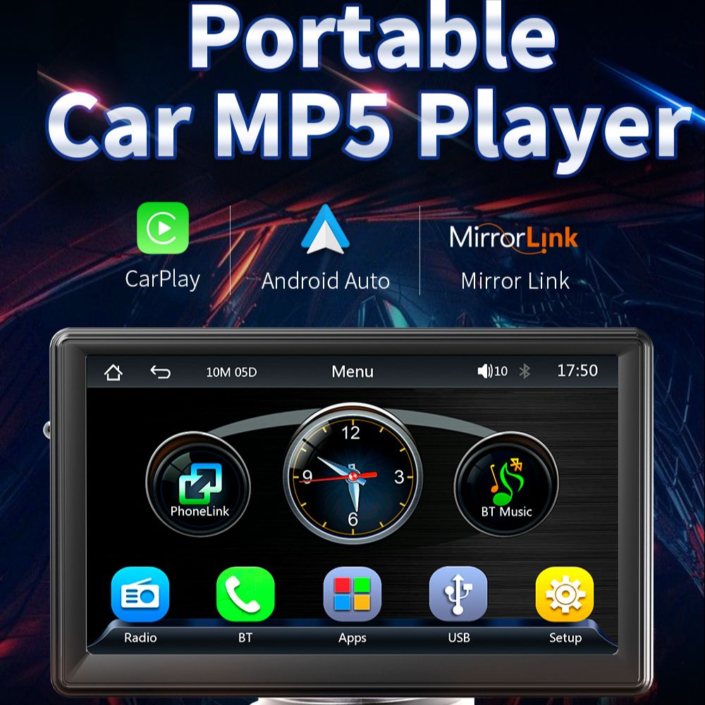 Lecteur vidÃ©o de limitation d'autoradio universel, Carplay sans fil, Android Auto, Ã©cran tactile, pare-soleil B500, 7 pouces n° 1