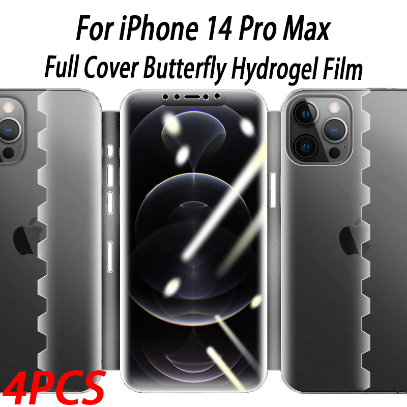 Protecteur d'Ã©cran papillon pour iPhone, couverture complÃ¨te, film hydrogel pour iPhone 14, 13, 12 Pro Max Plus, 11 Pro Max, 13, 12 Mini Film, 4 piÃ¨ces n° 1