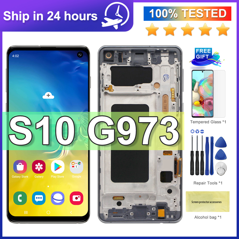 TFT de haute qualitÃ© pour Samsung Galaxy S10 G973F/DS G973U G973 SM-G973 Ã©cran tactile LCD avec cadre, pour Galaxy S10 LCD n° 1