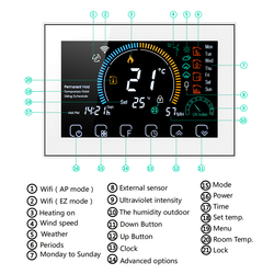 TUYA â€“ Thermostat d'air Programmable, Wi-Fi intelligent, grand Ã©cran couleur, piÃ¨ce, pour interrupteur, chauffage, refroidisseur, pont vocal Alexa small picture n° 3