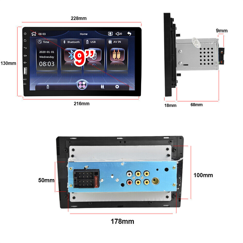 Radio stÃ©rÃ©o de voiture avec Ã©cran tactile, lecteur MP5 universel, Bluetooth, radio FM, prise en charge de la camÃ©ra de recul, limitation de voiture, D-Play, 9 en effet, 1 Din n° 5