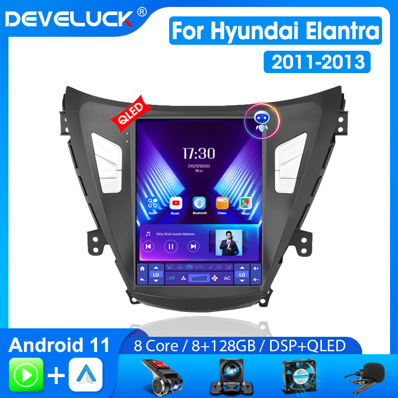 Autoradio Android pour Hyundai Elantra, Ã©cran de style placements, 2 Din, Carplay, unitÃ© principale, audio stÃ©rÃ©o, haut-parleur, vidÃ©o de limitation, 2011-2013 n° 1