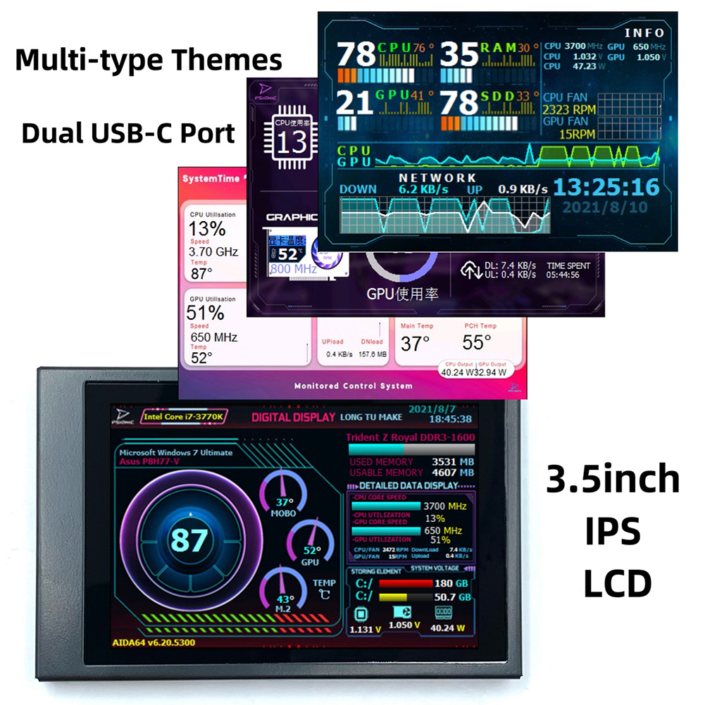 Carte de commande de pilote de moniteur LCD, Ã©cran AIDA64, IPS auxiliaire, H35PRO pour Raspberry Pi, ordinateur ITX, boÃ®tier PC, 3.5 pouces n° 5