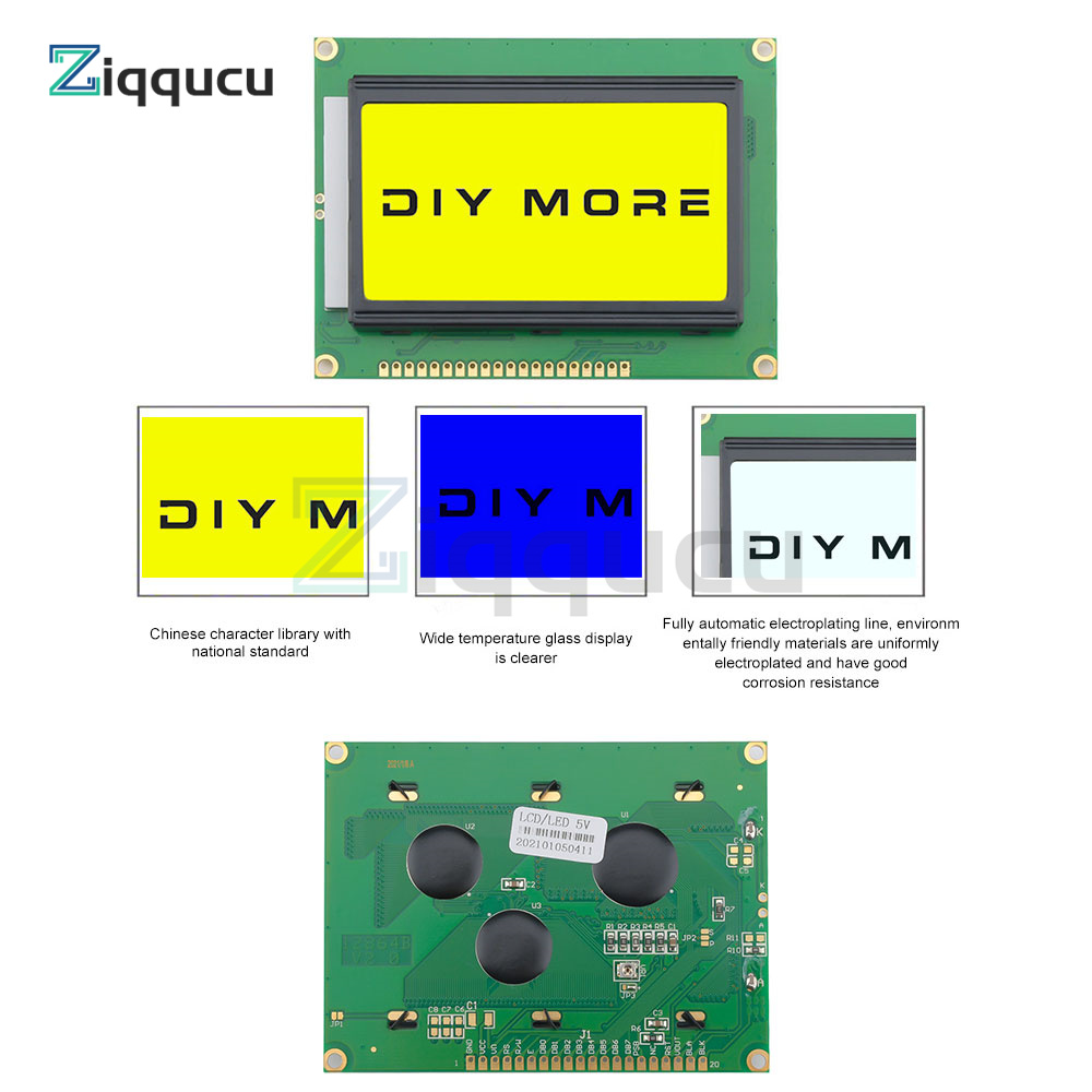 Ã‰cran LCD bleu avec rÃ©troÃ©clairage pour Ardu37, 12864x64, 5V, technologie DOTS, port parallÃ¨le, ST7920, hospite64, 128 n° 3