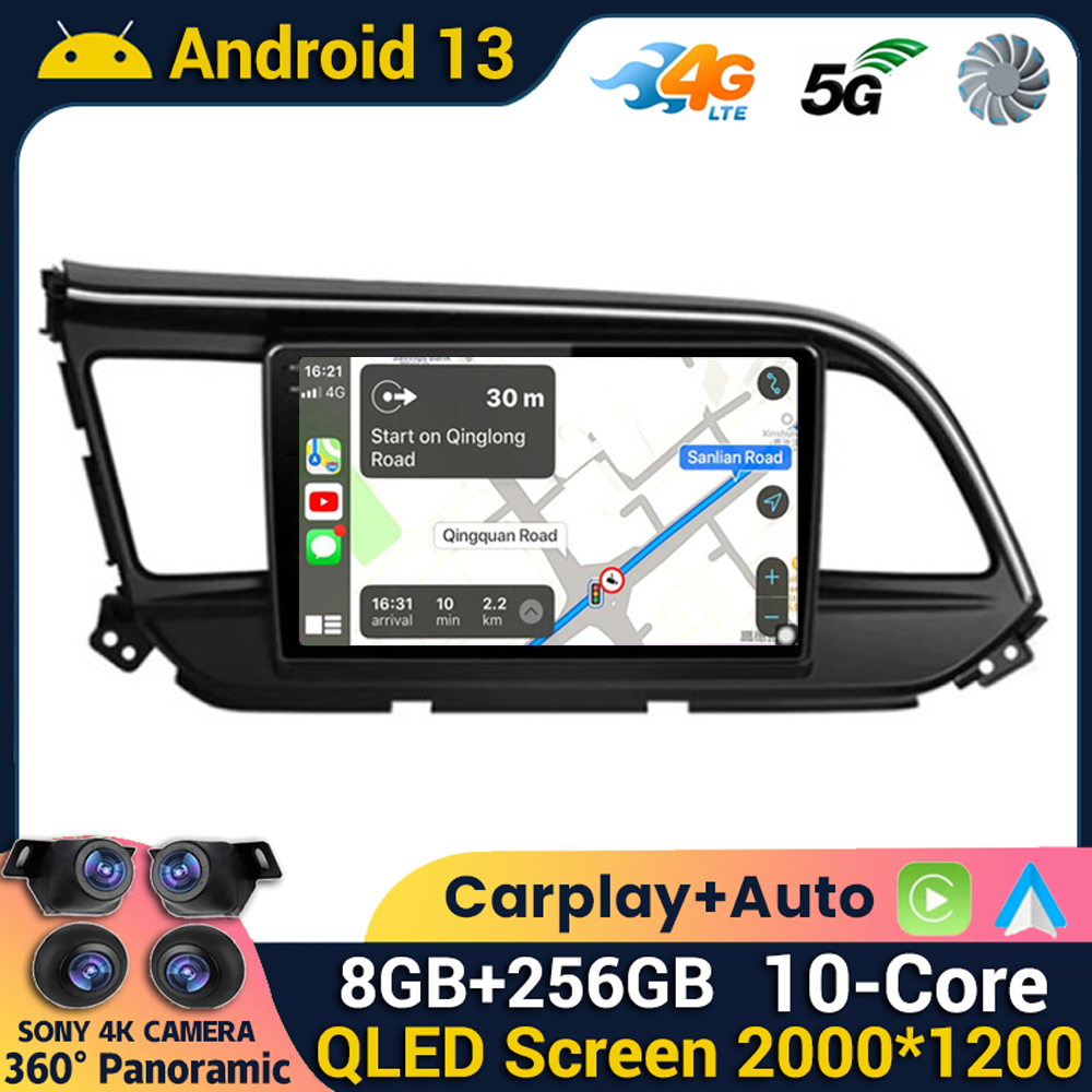 Autoradio Android 13 pour Hyundai Elantra 6, lecteur vidÃ©o multimÃ©dia, Ã©cran partagÃ©, navigation GPS, camÃ©ra 2018, Wi-Fi, 4G, 2019, 2020, 360 n° 1