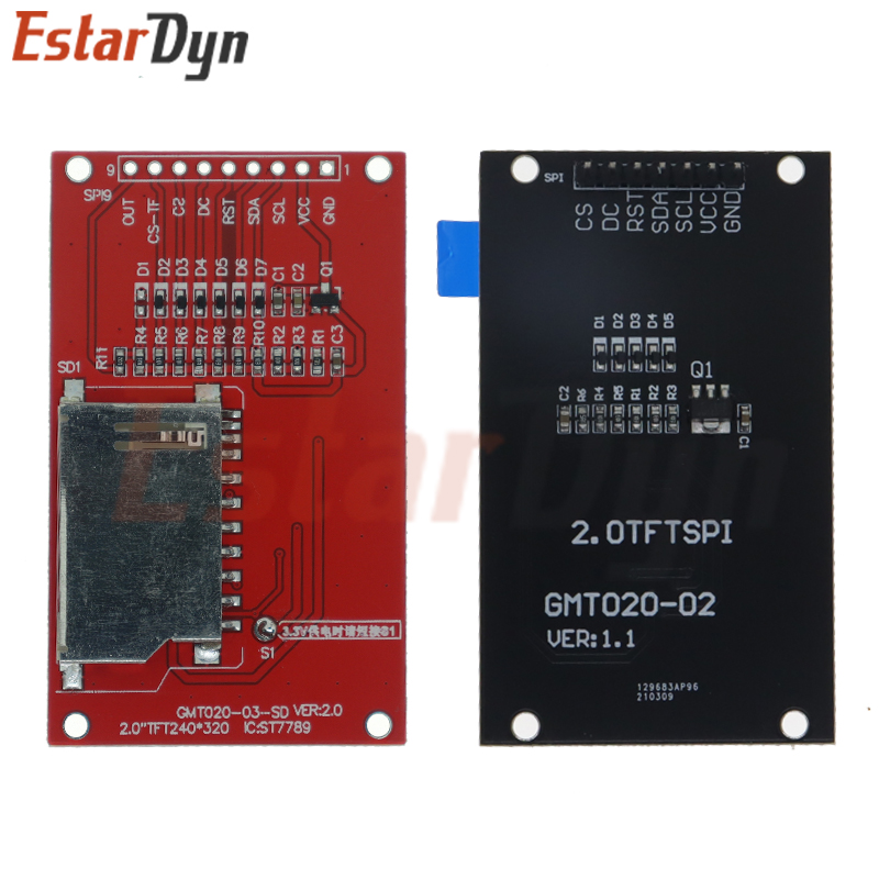 Ã‰cran TFT OLED LCD, 2.0 pouces, lecteur IC ST7789V, KampRGBx320, interface matricielle Ã©ventuelles I pour Arduio, document complet, technologie d'affichage LCD n° 2