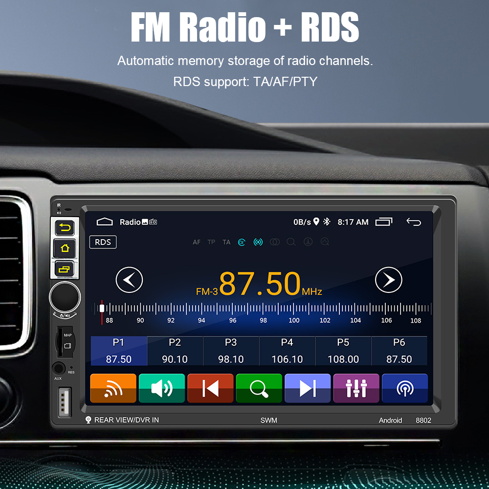 Lecteur MP5 de voiture avec Ã©cran de 7 pouces, transmetteur FM Android, affichage vidÃ©o multimÃ©dia, radio audio automatique, GPS, Bluetooth, WiFi, autoradio universel n° 6