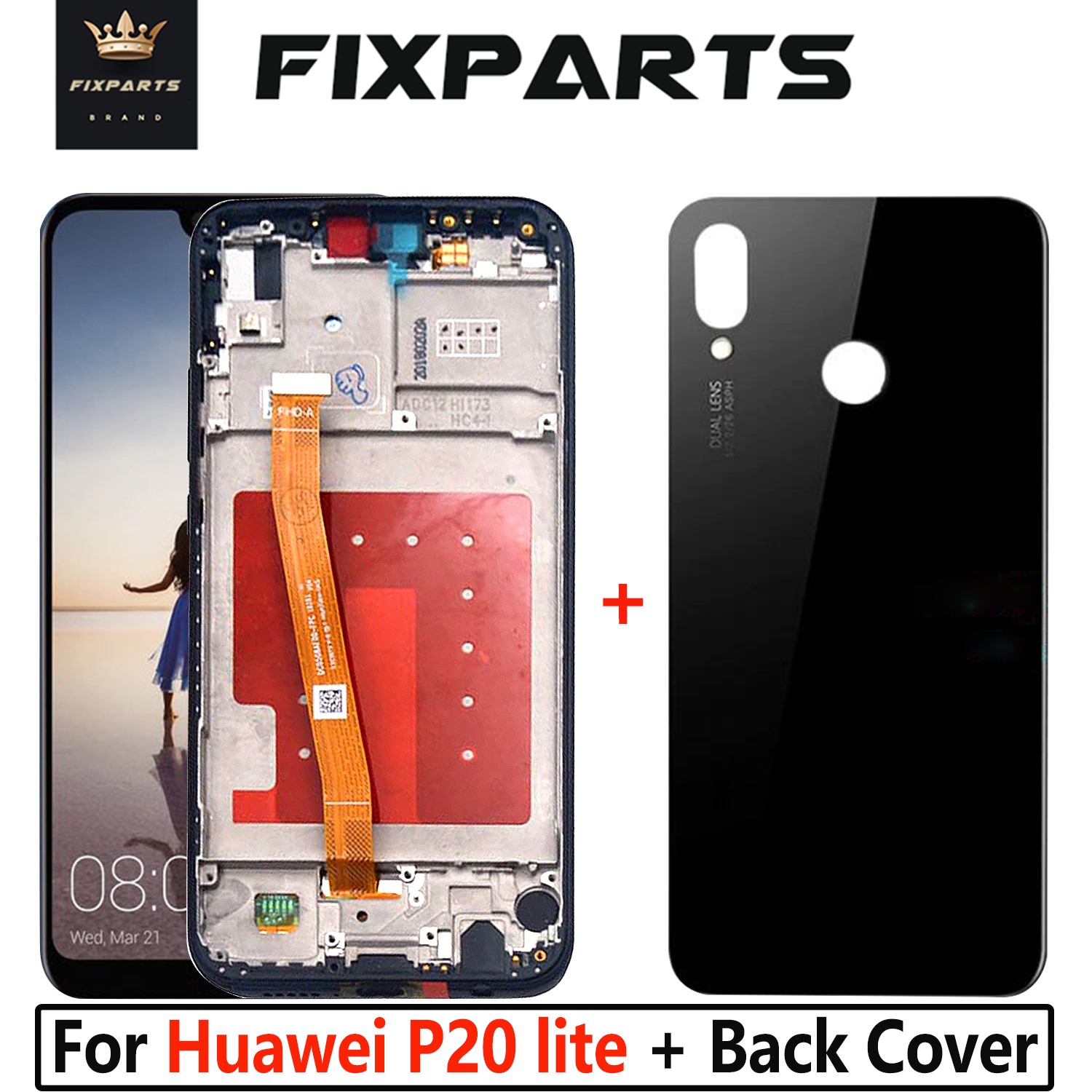 Haute QualitÃ© Pour Huawei P20 Lite LCD Ã‰cran Tactile Digister Assemblage ANE-LX1 ANE-LX2 Ã‰cran LCD Avec Cadre Et Couverture ArriÃ¨re n° 1