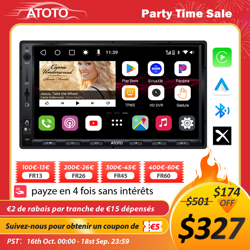 ATOTO â€“ Autoradio S8 Ultra AE-S8G2A78UL-A-X, Android, 2 din, stÃ©rÃ©o, lecteur Carplay sans fil, Bluetooth, HD, pour tableau de bord, liaison tÃ©lÃ©phonique Avec le geste des mains et le modem cellulaire 4G intÃ©grÃ© n° 1