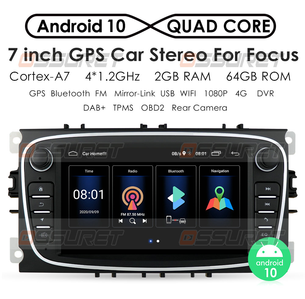 Autoradio Android Stéréo pour FORD FOCUS 2 Mondeo S-MAX C-MAX Galaxy Kuga 2DIN Auto Audio Navigation GPS Lecteur de limitation n° 2