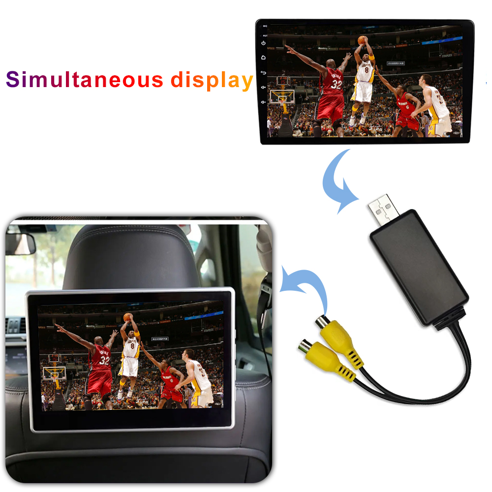Câble de sortie vidéo USB Android, sortie de ligne RCA, sortie AV pour autoradio, limitation, lecteur, toit, sauna, écran de repos, HD, adaptateur USB vers RCA n° 2