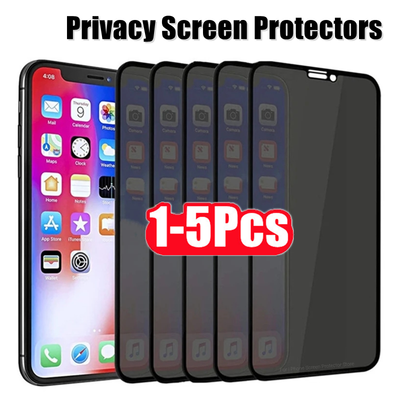 Protecteurs d'Ã©cran anti-espion pour iPhone, verre anti-espion pour iPhone 11 13 Pro Max Mini 7 8 Plus 14 12 15 Pro MAX X Poly XS, 1 Ã  5 piÃ¨ces n° 1