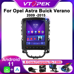 Vtopek-Autoradio Android 11, 4G, Navigation, Lecteur Vidéo, Stéréo, Limitation, 2Din, Opel Astra J, SachBuick Verano, 2009-2015