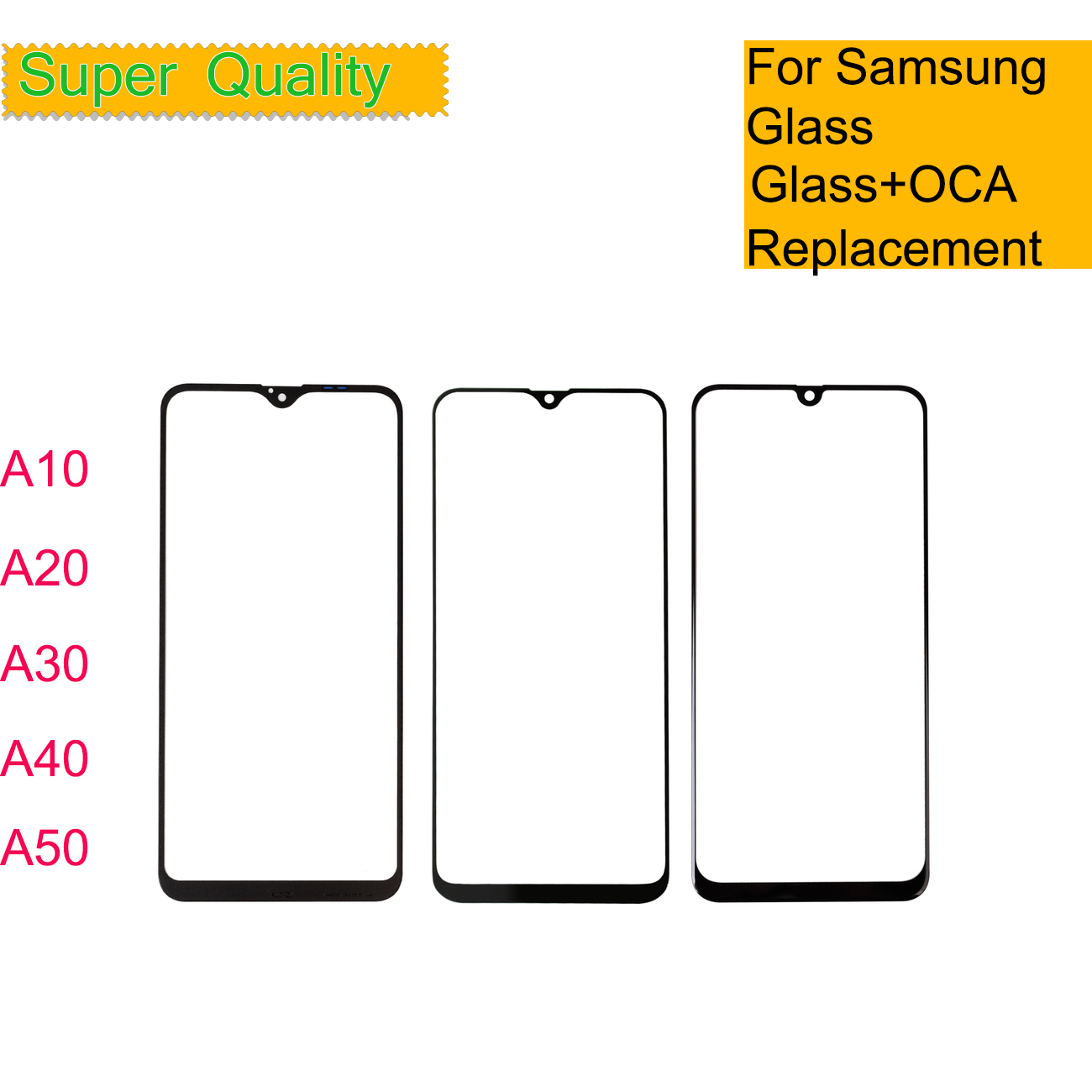 Ã‰cran tactile de remplacement pour Samsung Galaxy A10 A20 A30, verre extÃ©rieur avant, lentille LCD A40 A50, verre du panneau avec OCA n° 1