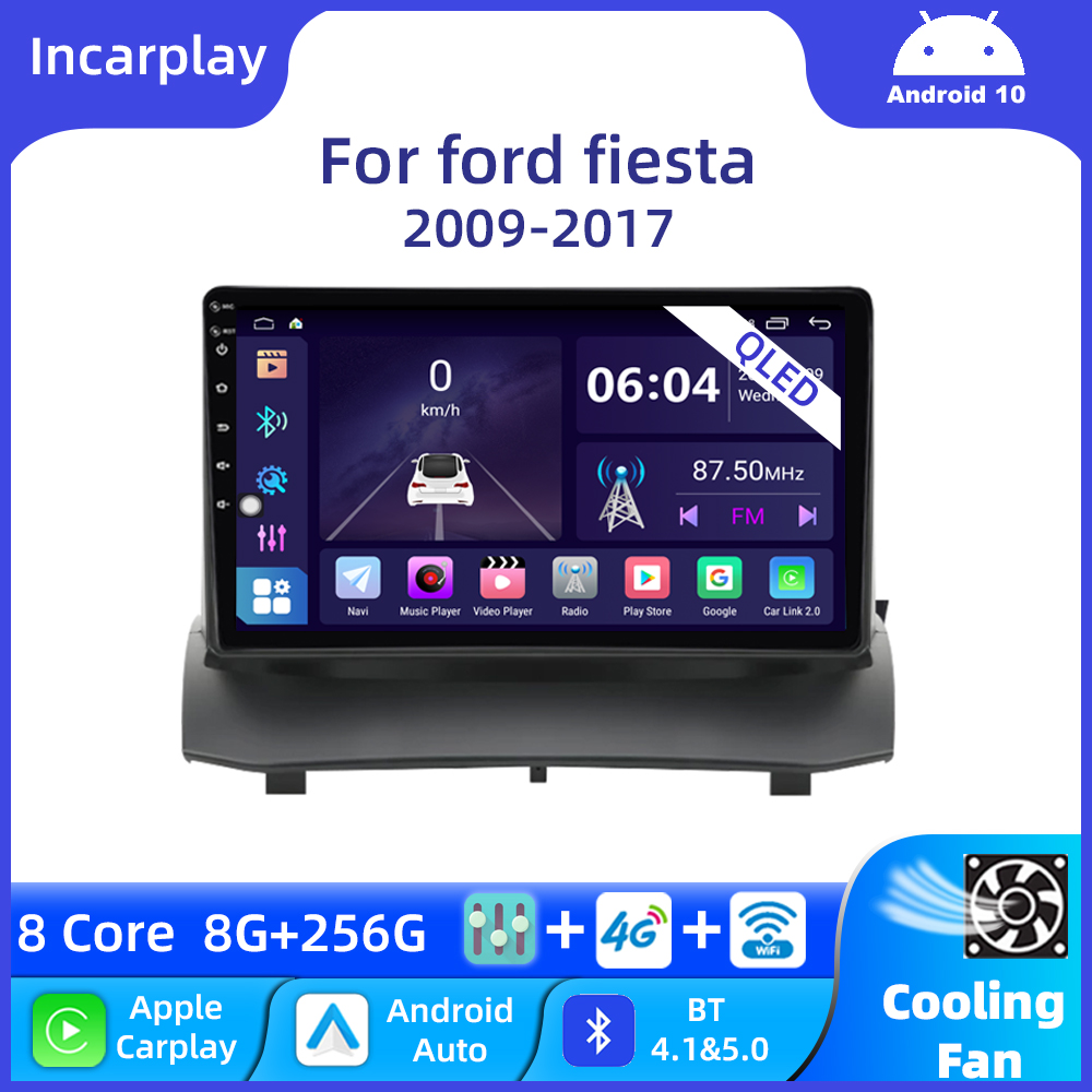 Autoradio et lecteur vidÃ©o QLED 9 , Android 10, Carplay, navigation GPS, camÃ©ra 2 DIN, unitÃ© principale, pour voiture Ford Fi.C. (2009-2017) n° 1