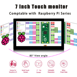 Ã‰cran Tactile Portable de 7 Pouces, 1024x600, Compatible HDMI pour Ordinateur Portable, Switch Xbox, Affichage de la SÃ©rie Raspberry Pi avec Support small picture n° 2