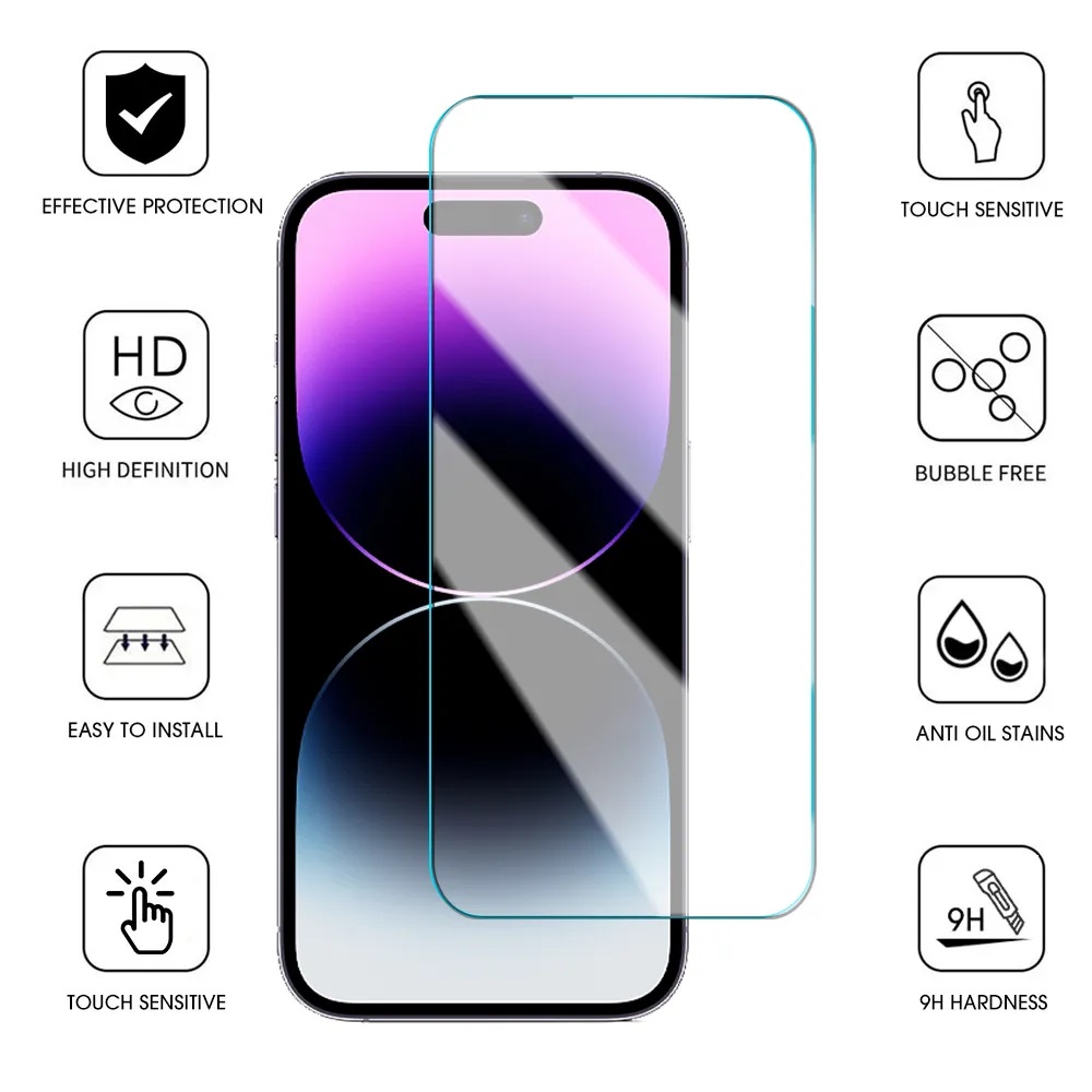 Protecteur d'Ã©cran en verre pour iPhone, verre Guatemala pour iPhone 14, 15 Plus, 12, 13 Mini, 11, 12 Pro Max, 13, 14, 15 Pro, Poly XS Max, 4 piÃ¨ces n° 2