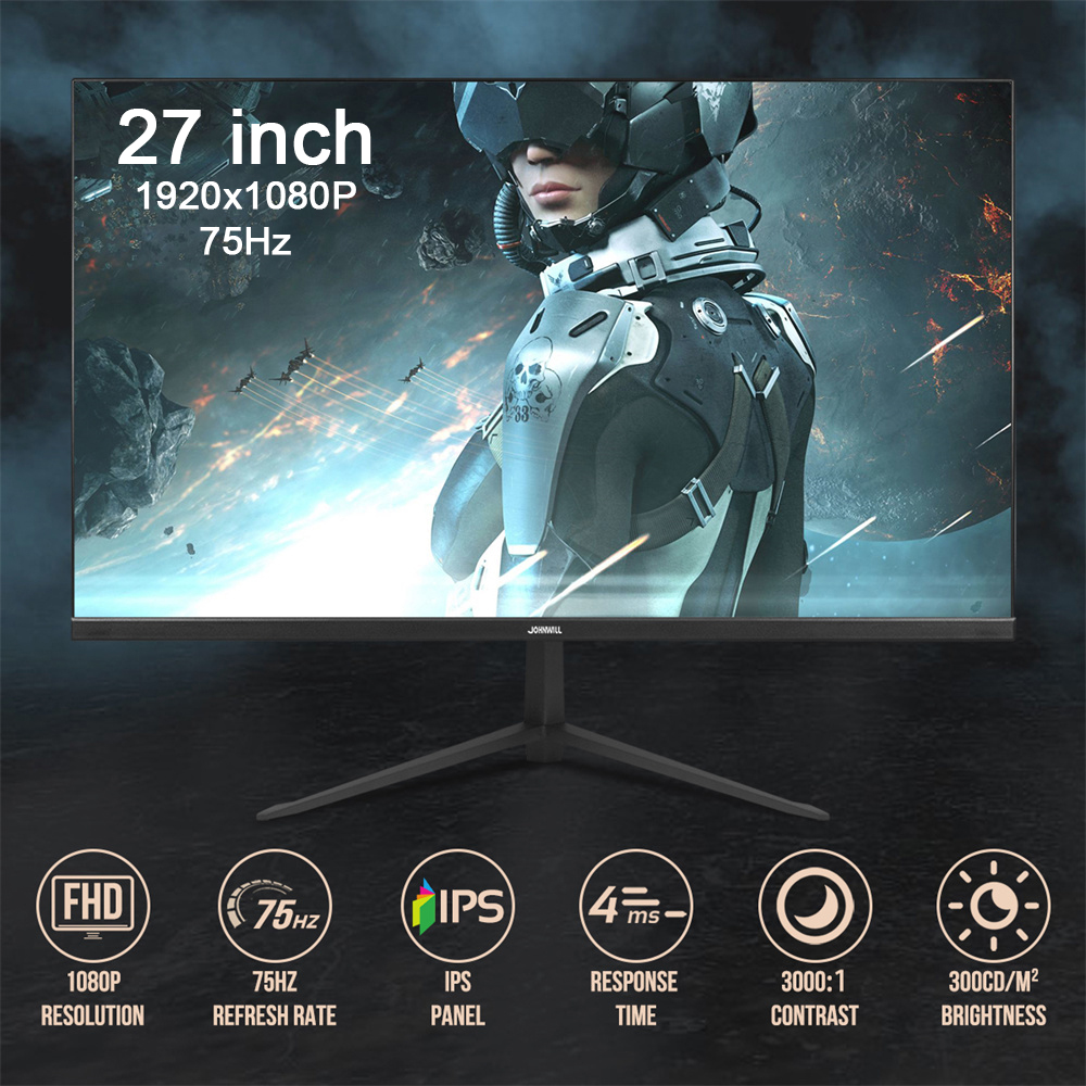 Ã‰cran IPS LCD de 27 pouces 1080P, 75Hz, pour ordinateur de bureau Gamer, compatible avec VGA et HDMI n° 2