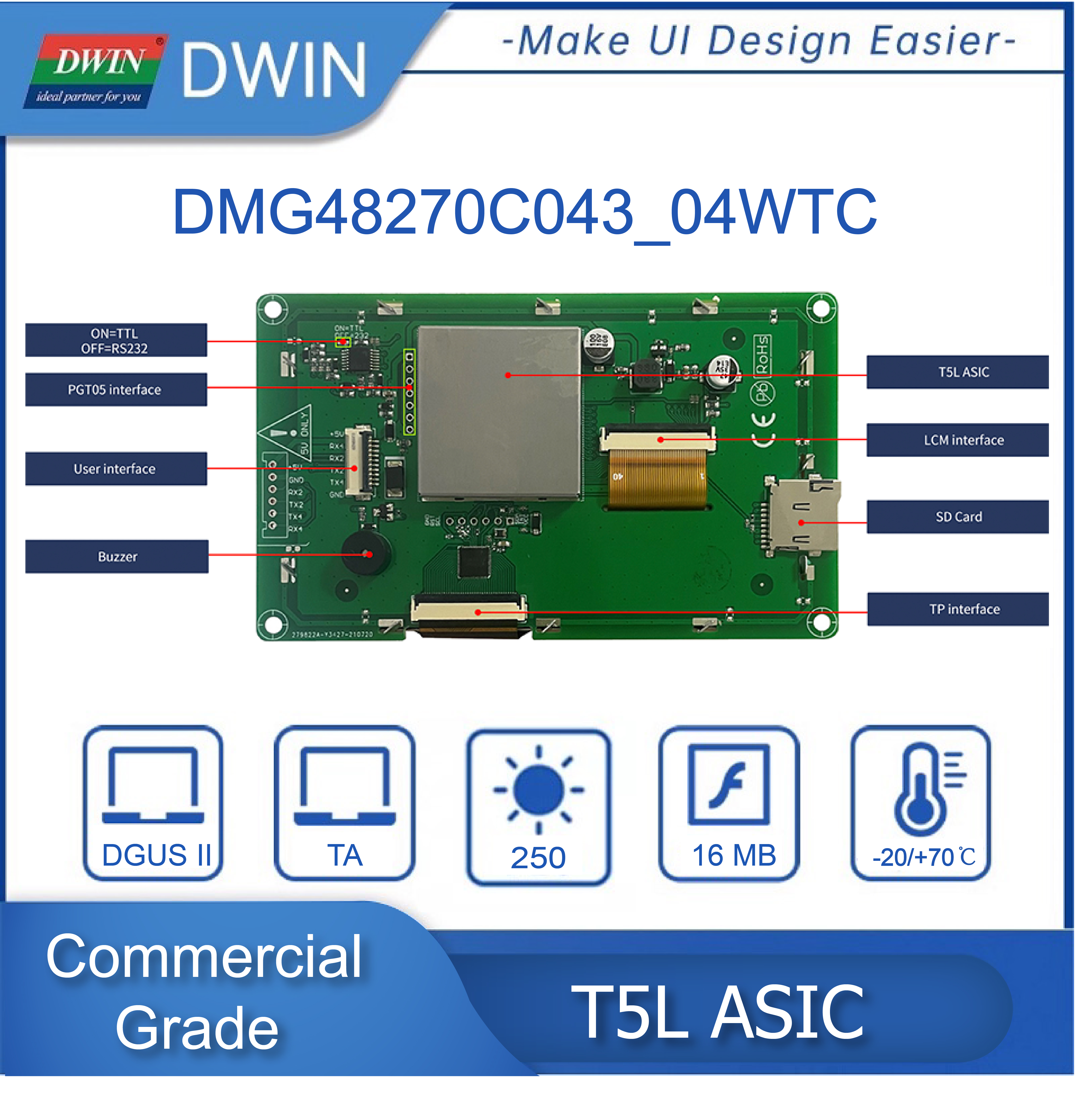 DWIN-Ã‰cran tactile LCD TFT, Ã©cran intelligent HMI, prix bas, offre spÃ©ciale, 4.3 pouces, 480x272 n° 2