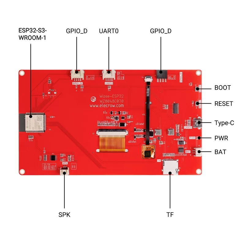 MÃ¼nrow-Ã‰cran Tactile Intelligent HMI, 7.0 Pouces, 800x480 RVB Ã©ventuelles I TFT LCD Tech ESP32 pour Ardu37Microchirurgie tionnÃ© n° 4