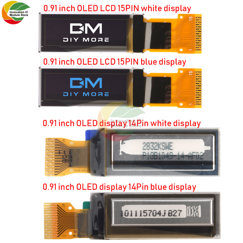 Ã‰cran LCD OLED de 0.91 pouces, rÃ©solution de 3.3V DC, 128x32, pilote Chip, Interface IIC SPI, 14/15 broches, Module LCD OLED pour Arduino n° 1