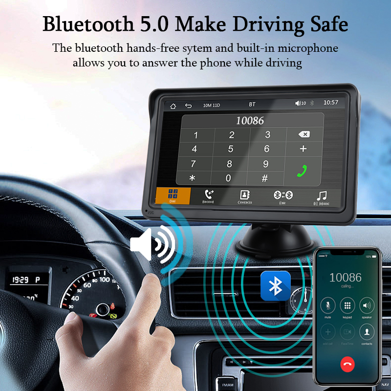 Hippcron-Lecteur vidÃ©o de voiture Android Auto, CarPlay, Limitation de l'autoradio, Ã‰cran tactile portable, USB, AUX, CamÃ©ra de recul, 7 n° 4