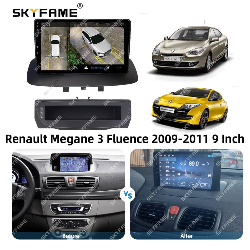 SKYFAcloser-Adaptateur de Fascia de cadre de voiture, dÃ©codeur de boÃ®te Canbus, Renault Megane 3, Fluence, kit de panneau de montage de tableau de bord radio Android n° 6