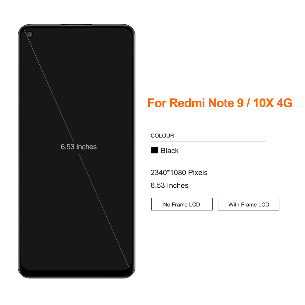 Ã‰cran tactile LCD avec cadre, 6.53 pouces, pour Xiaomi Redmi Note 9 M2003J15SC Redmi10X, nouveau, original n° 2