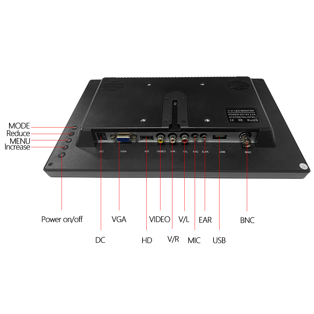 PodoNuremberg-Moniteur de voiture HD avec vision nocturne, 11.6 , haut-parleurs pour touristes, HDMI, VGA, rÃ©troviseur, systÃ¨me de stationnement de vÃ©hicule, moniteur pour montres, remorque, camion n° 6