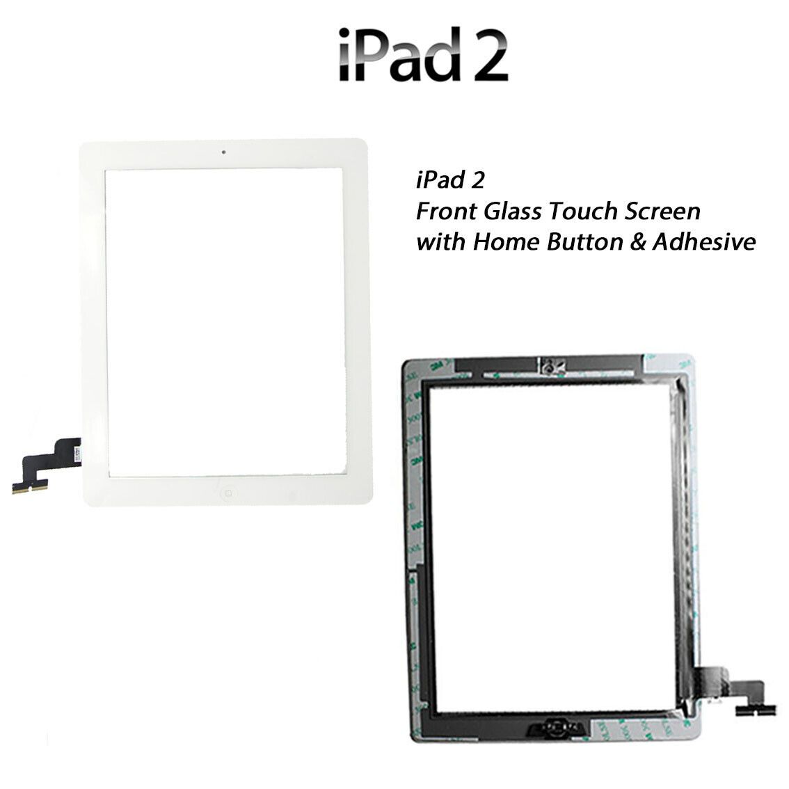 Ã‰cran tactile en verre pour iPad 2, avec bouton d'accueil, noir/blanc, A1395 A1396 A1397, 2 piÃ¨ces/lot n° 1