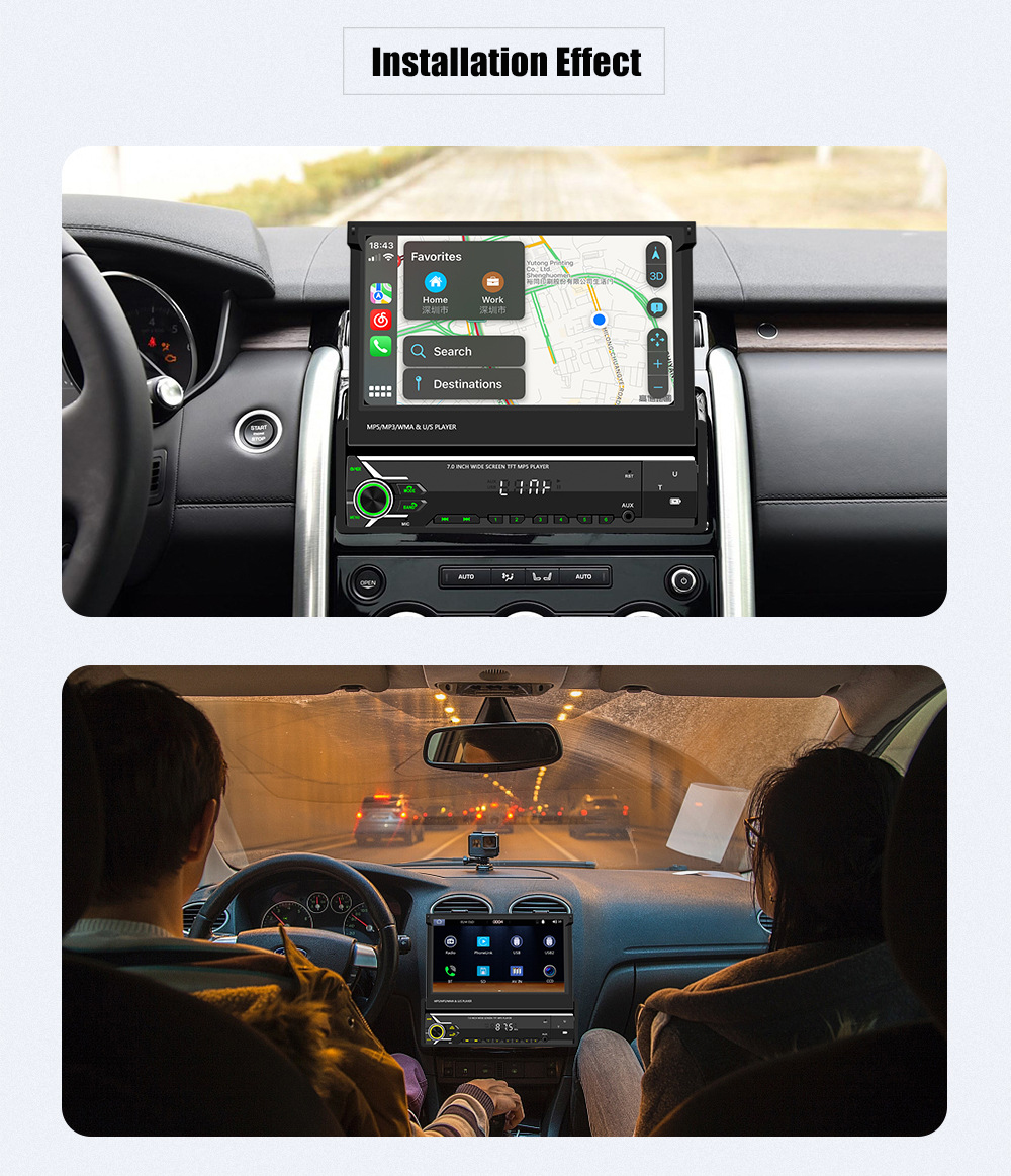 Lecteur MP5 de voiture Ã  Ã©cran rÃ©tractable, Carplay, Android Auto, Bluetooth 5.1, systÃ¨me intelligent, autoradio, lecteur de limitation, 7 n° 6