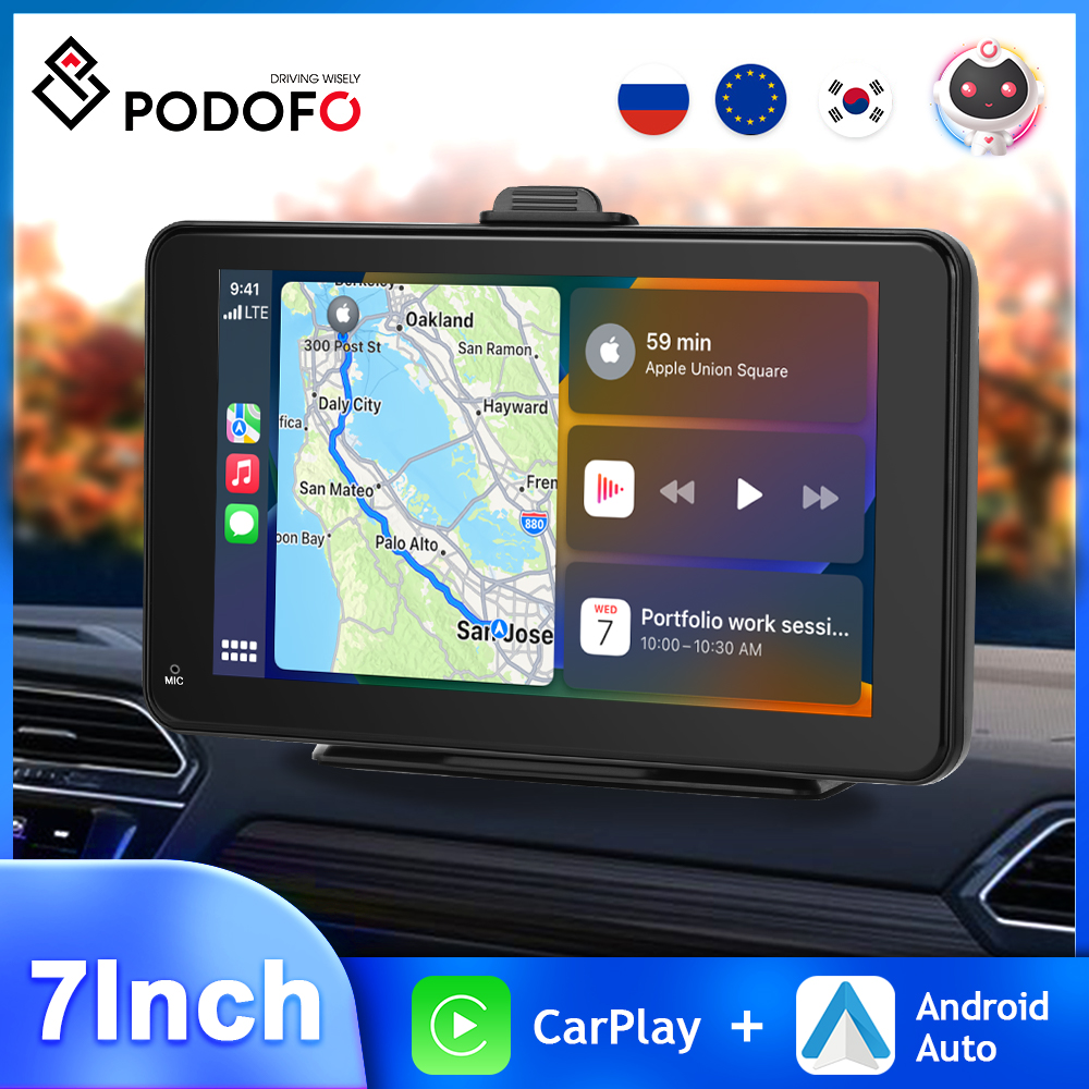 PodoNuremberg-Autoradio sans fil Android Auto, Carplay, Limitation, Lecteur vidÃ©o, Navigation stÃ©rÃ©o, Bluetooth, Commande vocale, MP5, 7 pouces n° 1