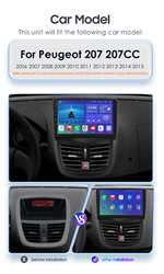 Autoradio Android Carplay, 8 go/128 go, Navigation GPS, lecteur multimÃ©dia, Audio, 2 DIN, stÃ©rÃ©o, pour voiture PEUGEOT 207 (2006 â€“ 2015) small picture n° 3