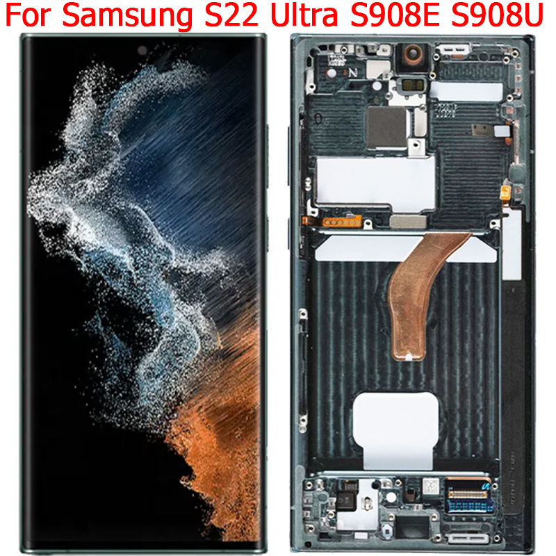 Écran d'affichage à cristaux liquides d'origine S908E pour Samsung Galaxy S22 Ultra 5G avec cadre 6.8 SM-S908B/DS S908N S908U pièces d'affichage à cristaux liquides n° 1
