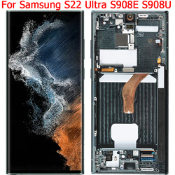 Écran d'affichage à cristaux liquides d'origine S908E pour Samsung Galaxy S22 Ultra 5G avec cadre 6.8 SM-S908B/DS S908N S908U pièces d'affichage à cristaux liquides