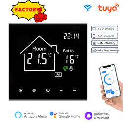 Tuya-Thermostat Intelligent avec Ã‰cran Tactile LCD, pour Chauffage Ã‰lectrique au Sol, Eau/Gaz, Microphone, TÃ©lÃ©commande de TempÃ©rature