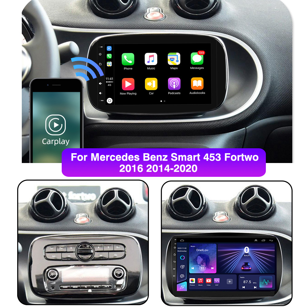 Autoradio Android 12, Navigation GPS, RDS, StÃ©rÃ©o, Carplay, Lecteur Limitation, pour Voiture Mercedes Benz Smart 453, Fortwo 2014, 2015, 2016- 2020 n° 2