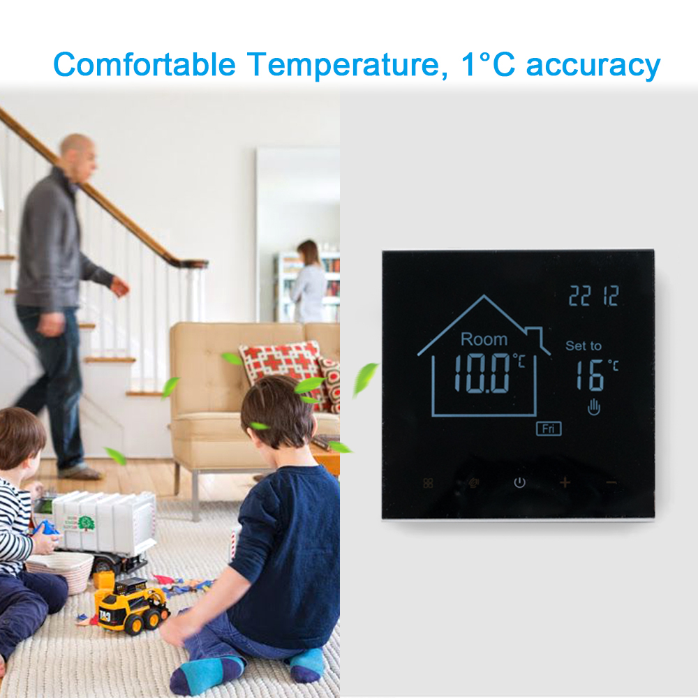 Tuya-Thermostat Intelligent avec Ã‰cran Tactile LCD, pour Chauffage Ã‰lectrique au Sol, Eau/Gaz, Microphone, TÃ©lÃ©commande de TempÃ©rature n° 5