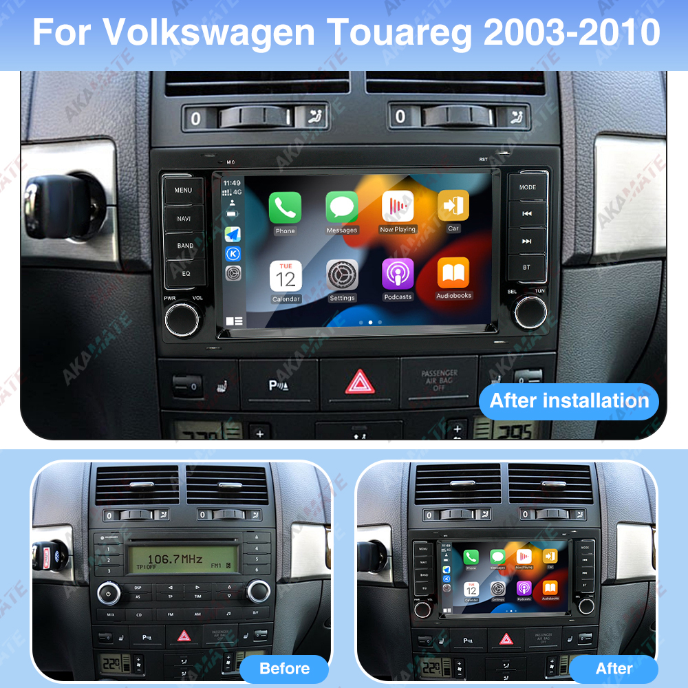 Autoradio pour Volkswagen Touareg, lecteur de limitation, CarPlay, Android Auto, Ã©cran IPS, GPS, Bluetooth, WIFI, FM, RDS, 7 pouces, 2003-2010 n° 2