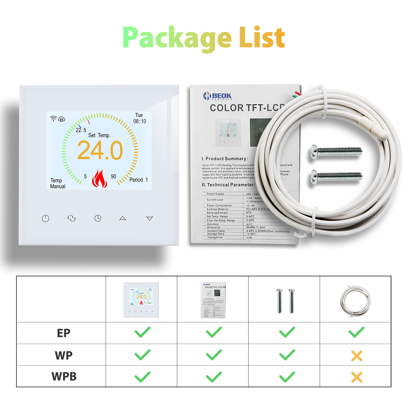 Beok-Thermostat WiFi intelligent Tuya, Ã©cran tactile pour document LCD blanc, chauffage Ã©lectrique au sol chaud, microphone, Alexa, Google Assistant n° 6