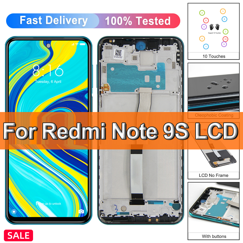 Ensemble Ã©cran tactile LCD avec chÃ¢ssis, 6.67 pouces, pour Xiaomi Redmi Note 9S Note9S Note9 Pro n° 1