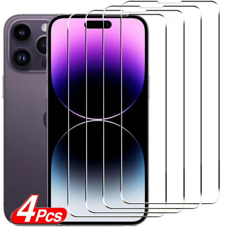 Protecteur d'Ã‰cran en Verre pour iPhone, Accessoire pour ModÃ¨les 15, 14, 13, 12, 11 Pro Max, 13 Mini, 14, 8, 7, 6, 6S, 15 Plus, Poly X, XS Max, 4 PiÃ¨ces n° 1