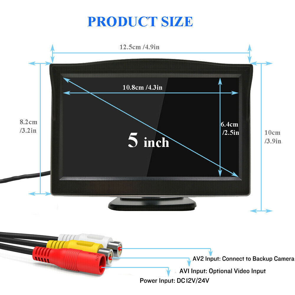 Moniteur de vue arriÃ¨re de voiture, Ã©cran LCD TFT, camÃ©ra de recul pour les barrage, document, 5 pouces n° 3