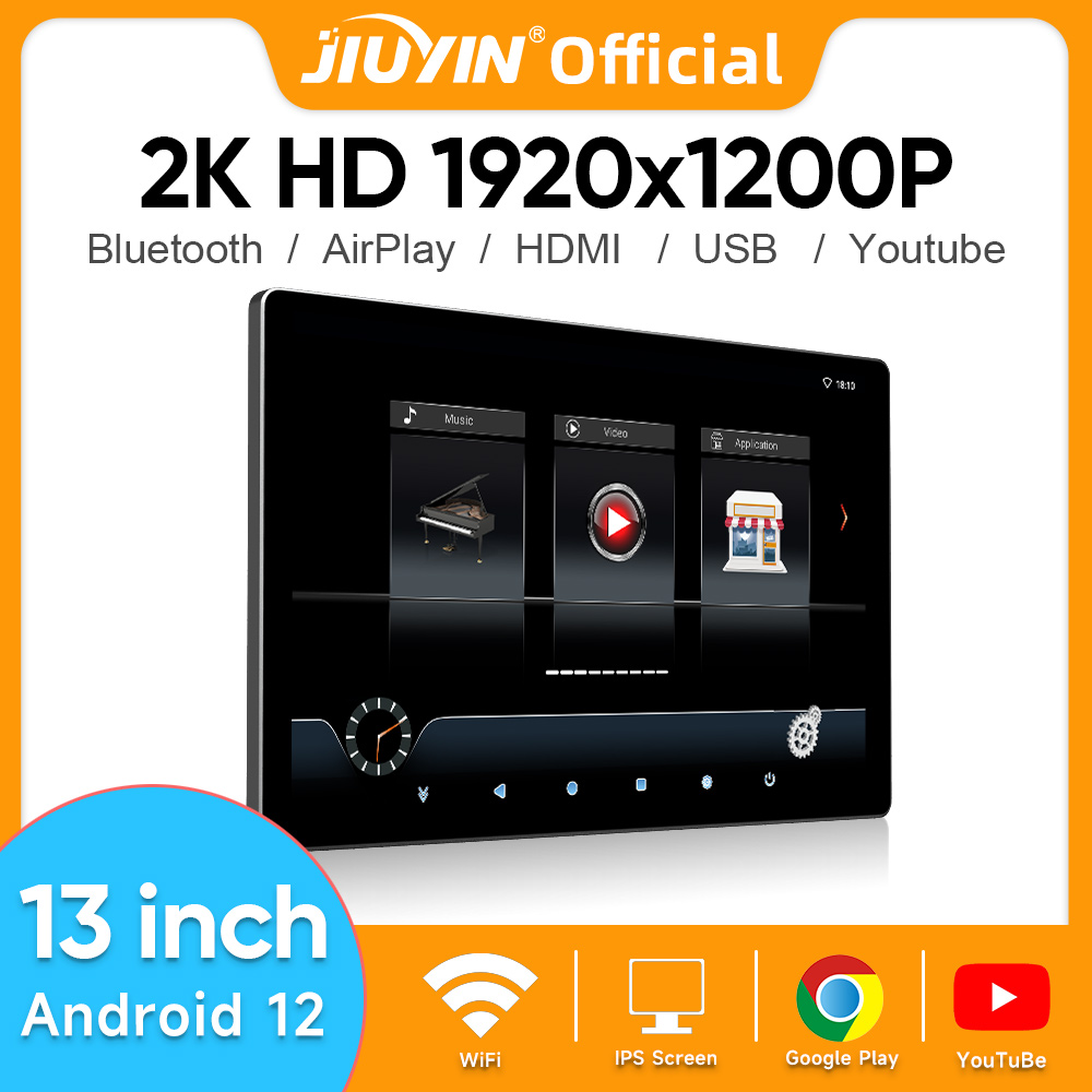 Moniteur de repos de sauna de voiture, Ã©cran tactile de tablette IPS, Android 12, 2K HD, vidÃ©o de siÃ¨ge arriÃ¨re de voiture, lecteur de musique TV, entrÃ©e HDMI, 13 pouces n° 1