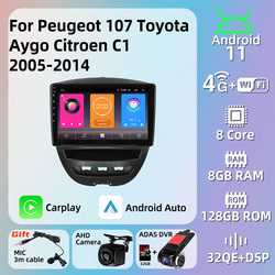 Autoradio Android 2 Din, Navigation GPS, Carplay, Lecteur StÃ©rÃ©o, Ã‰cran, Limitation, KIT 107, Toyota Aygo, Cristaux en C1, 2005-2014