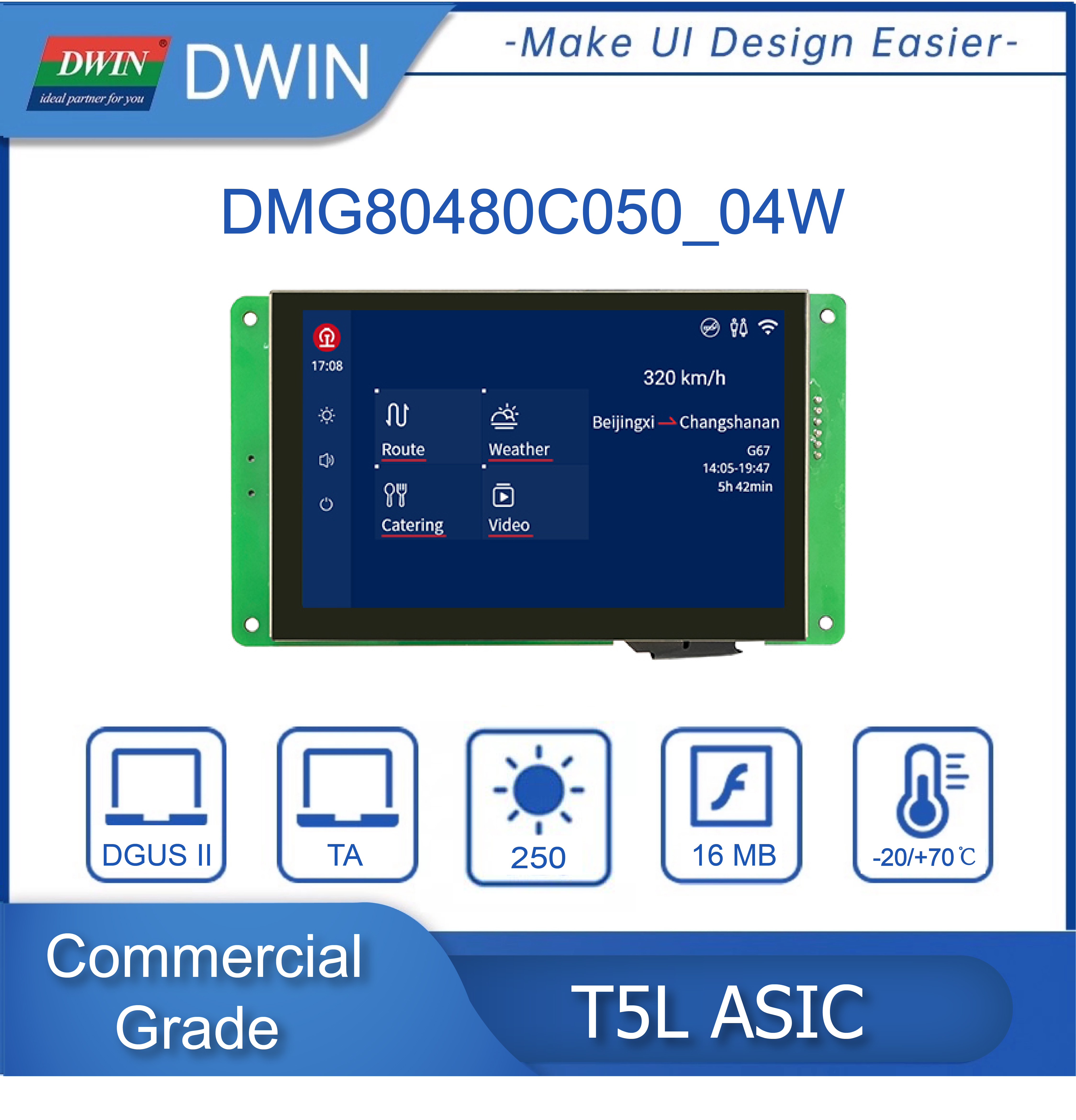 Dwin-Ã‰cran tactile Ardu37, RS232, TTL, IHM grand public, Ã©cran ESP32, technologie LCD, moniteur intelligent UART TFT, offre spÃ©ciale, 5 pouces, 800x480 n° 1