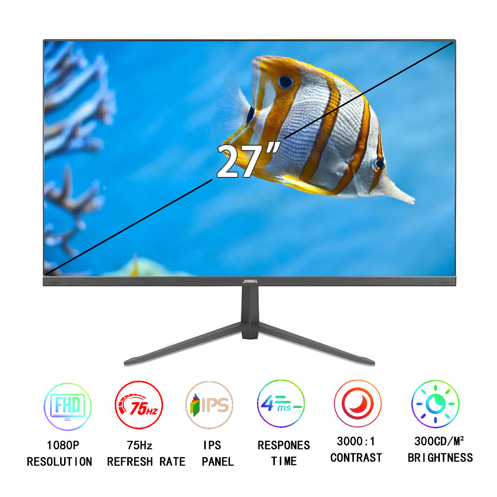 Moniteur d'ordinateur 27 pouces FHD, panneau IPS 1920x1080, 75Hz, Ã©cran LCD, PC Gamer VGA HDMI, compatible avec PS4, PS5, XBOX Switch, ordinateur portable n° 2