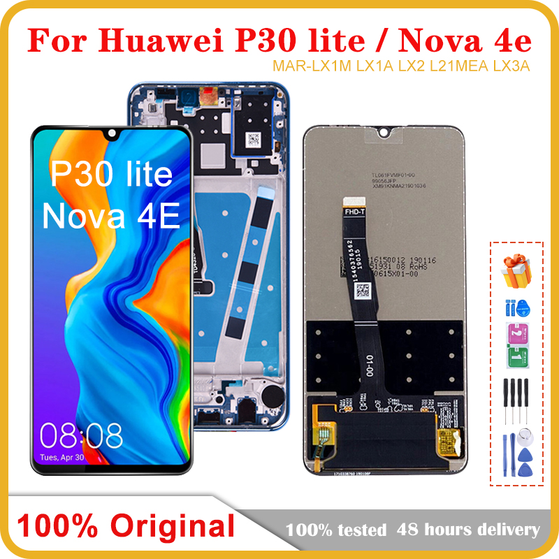 6.15 d'origine Pour Huawei P30 Lite ÉCRAN LCD 10 Écran Tactile Pour Nova 4e MAR-LX1M LX1A LX2 L21MEA LX3A Remplacement D'écran D'AFFICHAGE À CRISTAUX LIQUIDES n° 1