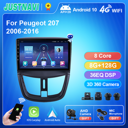 JUSTN183-Autoradio Android pour KIT 207 2006-2016, Navigation StÃ©rÃ©o, Limitation GPS, Lecteur VidÃ©o Carplay Sans Fil