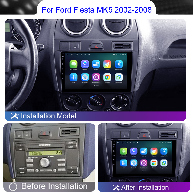 Autoradio multimÃ©dia Android, Carplay, Wifi, 4G, DVD, GPS, 2 Din, navigation, stÃ©rÃ©o, sans lecteur DVD, pour voiture Ford Fiesta Mk VI 5 Mk5 (2002 â€“ 2008) n° 2